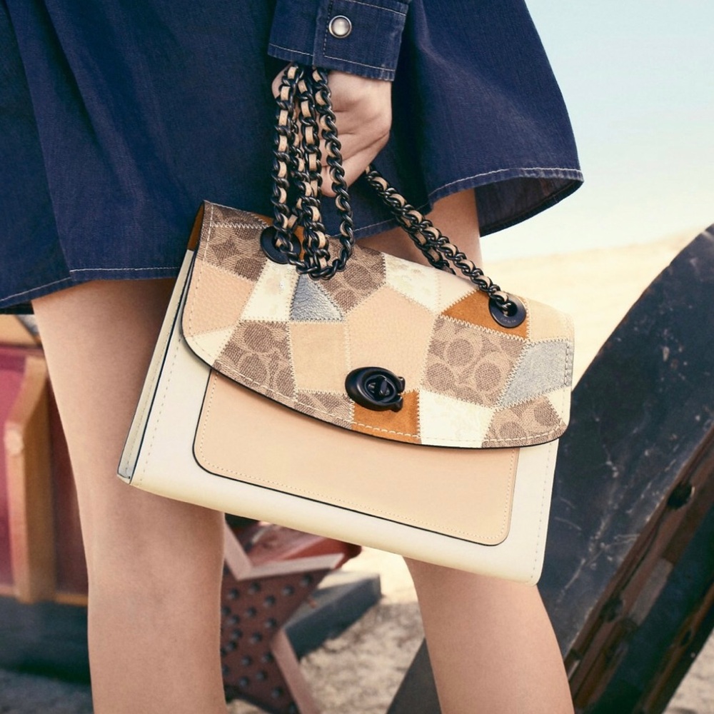 Coach Patchwork Parker Shoulder Bag - Tan and Cream